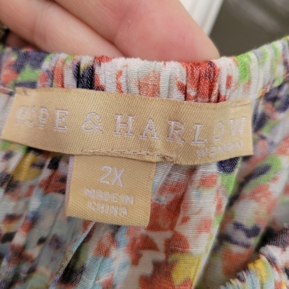Hope & Harlow boho scoop neck 3/4 sleeve blouse size 2x‎ - Picture 2 of 5